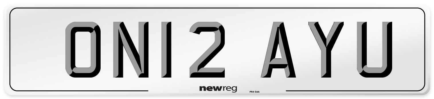 ON12 AYU Number Plate from New Reg